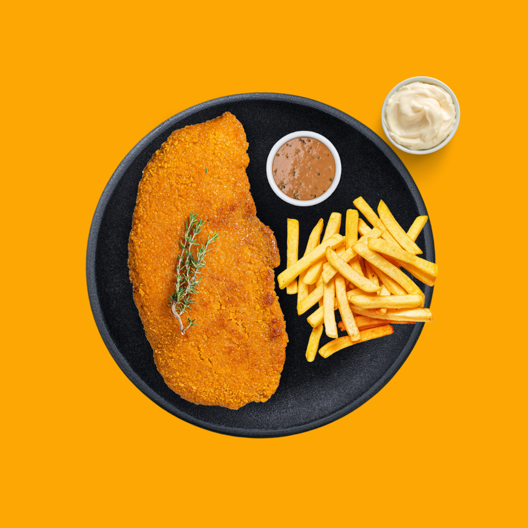 Kip Peperroomschnitzel menu