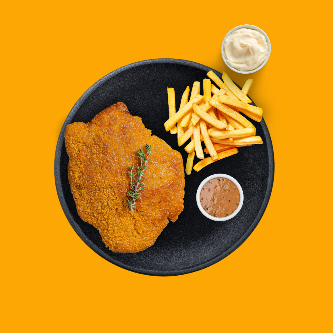 Peperroomschnitzel menu