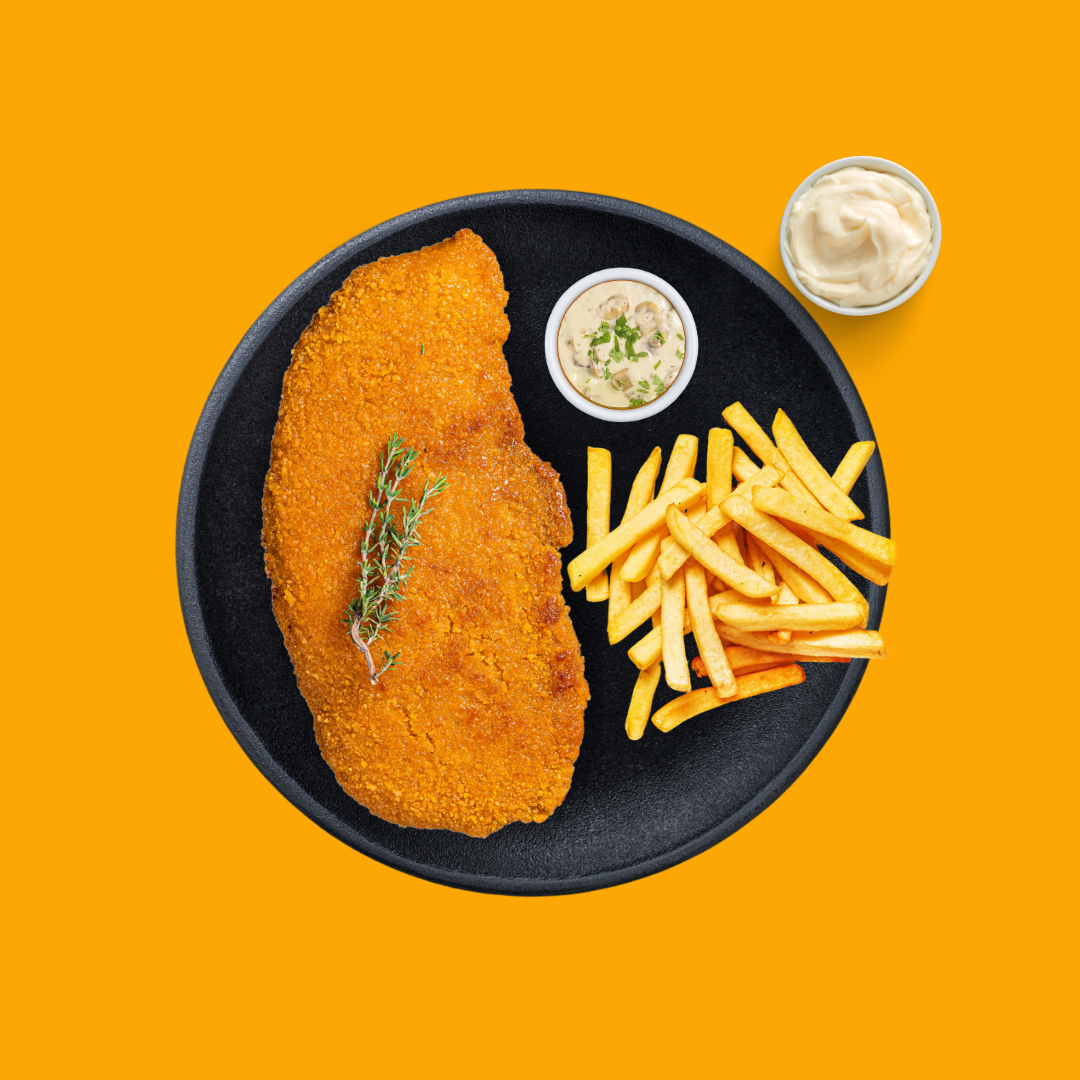 Kip Champignonroomschnitzel menu